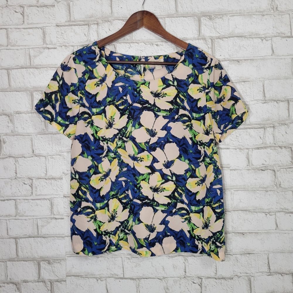J Crew blue floral top